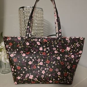 Kate Spade Floral Tote Bag - Black, Pink, Red